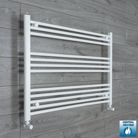 1000mm Wide 700mm High White Towel Rail Radiator With Angled Valve
