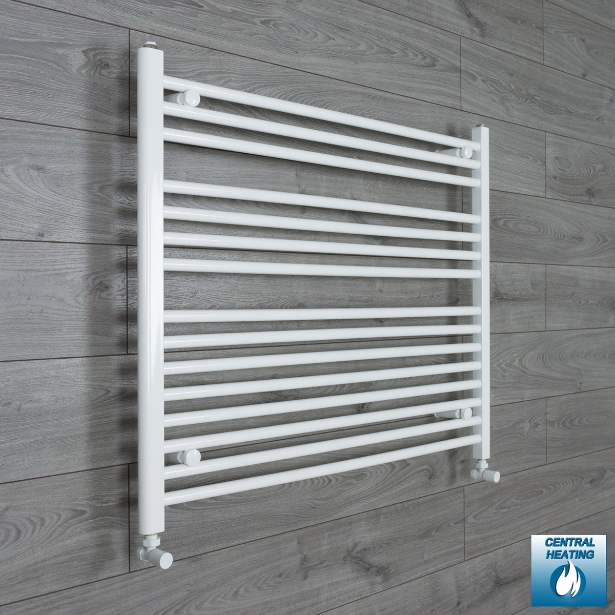950mm Wide 800mm High White Towel Rail Radiator With Angled Valve