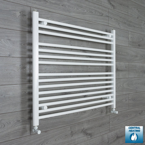 1200mm Wide 800mm High White Towel Rail Radiator With Angled Valve