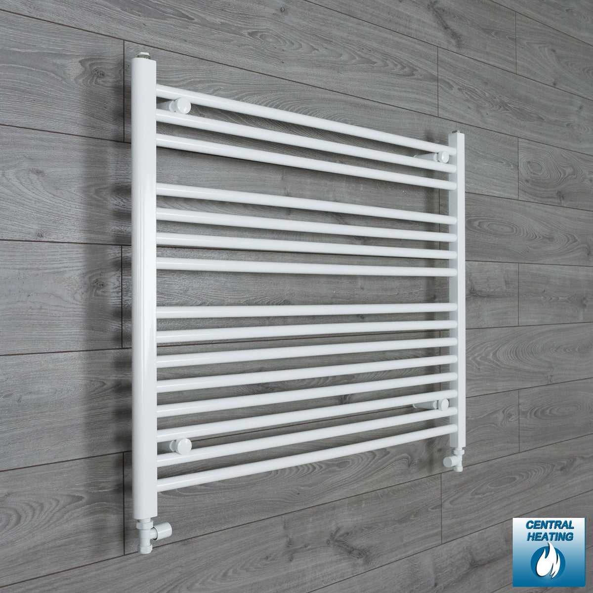 1000mm Wide 800mm High White Towel Rail Radiator With Straight Valve