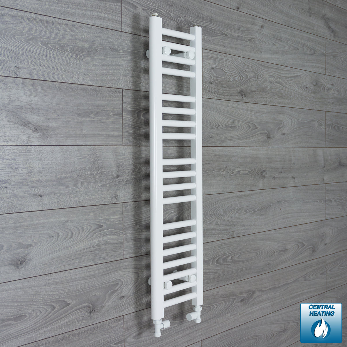 200mm Wide 1000mm High White Towel Rail Radiator With Straight Valve