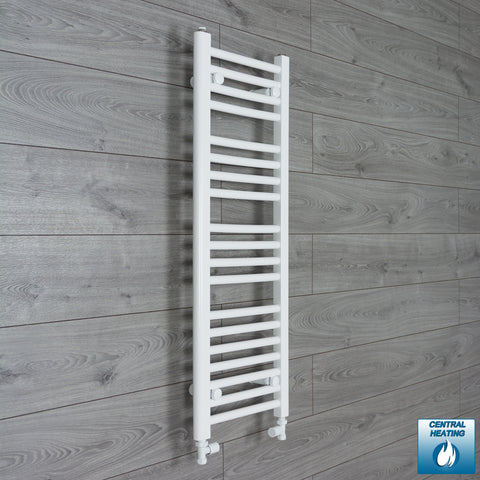 350mm Wide 1000mm High White Towel Rail Radiator With Straight Valve