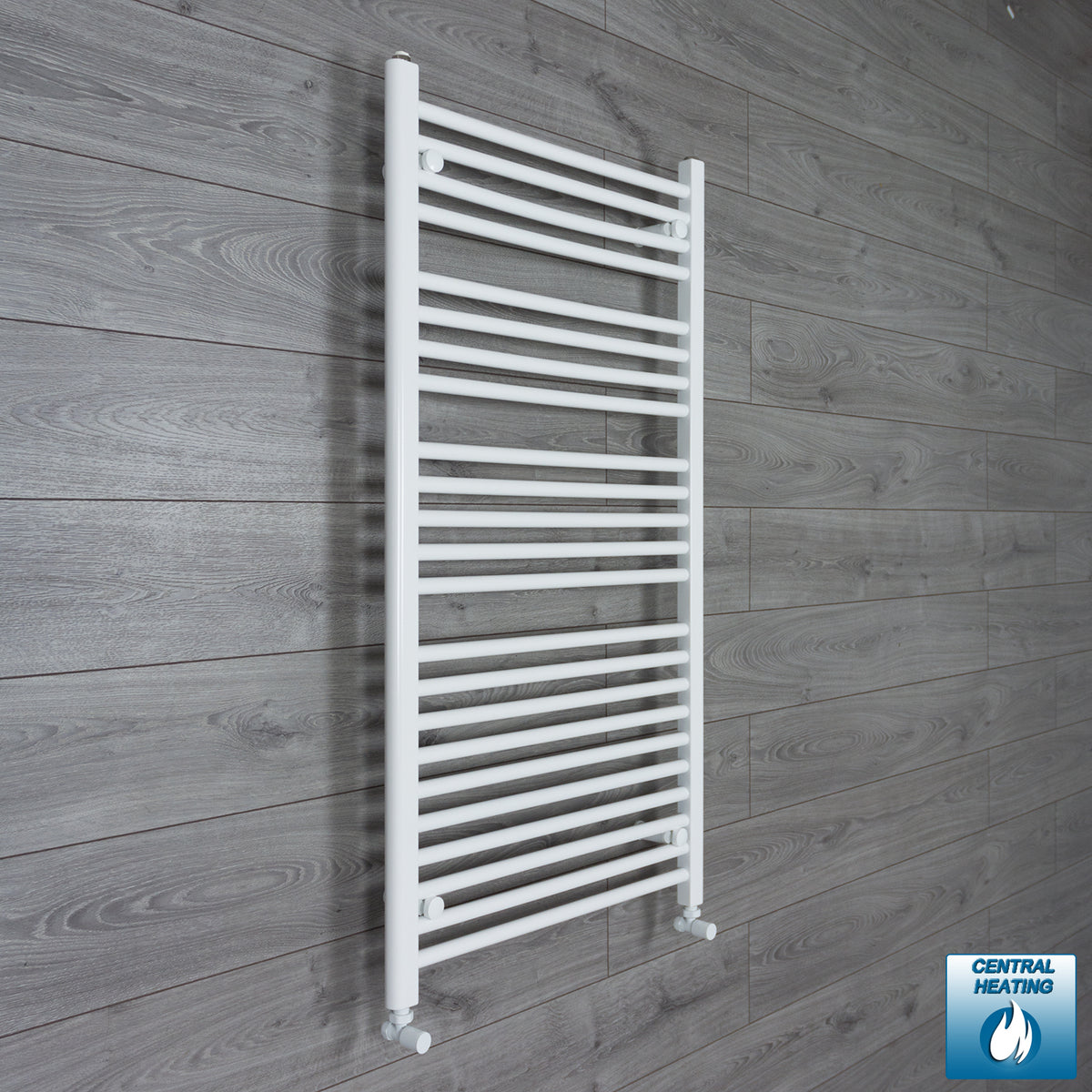 650mm Wide 1200mm High White Towel Rail Radiator With Angled Valve