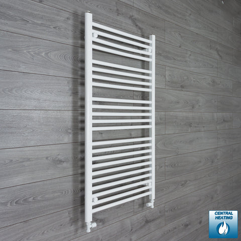 650mm Wide 1200mm High White Towel Rail Radiator With Straight Valve