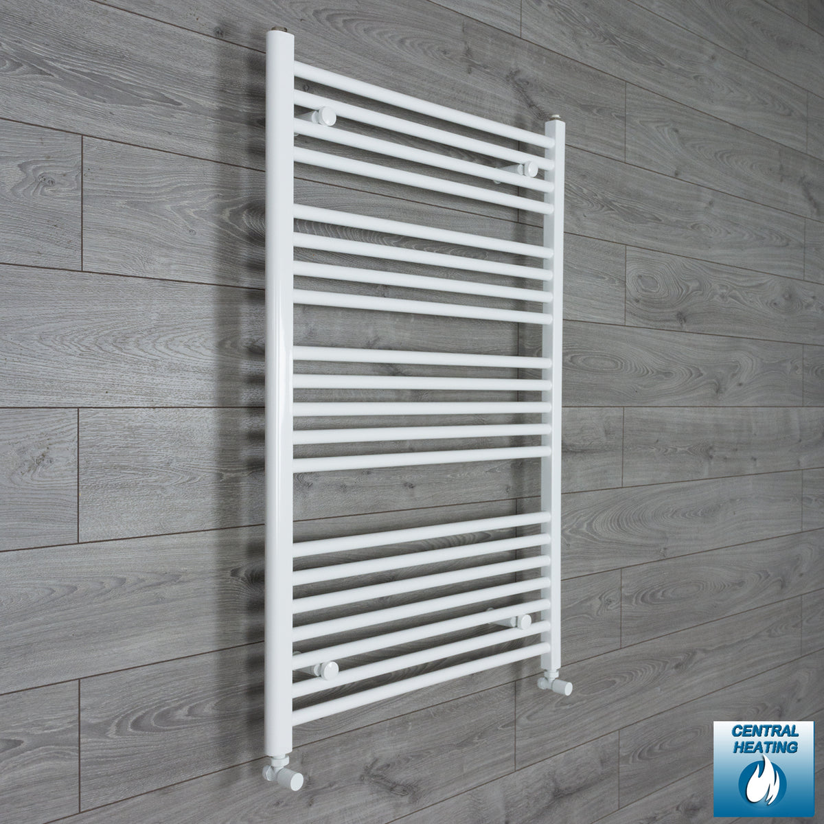 750mm Wide 1100mm High White Towel Rail Radiator With Angled Valve