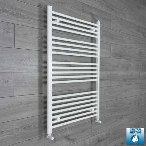 900mm Wide 1100mm High White Towel Rail Radiator With Angled Valve