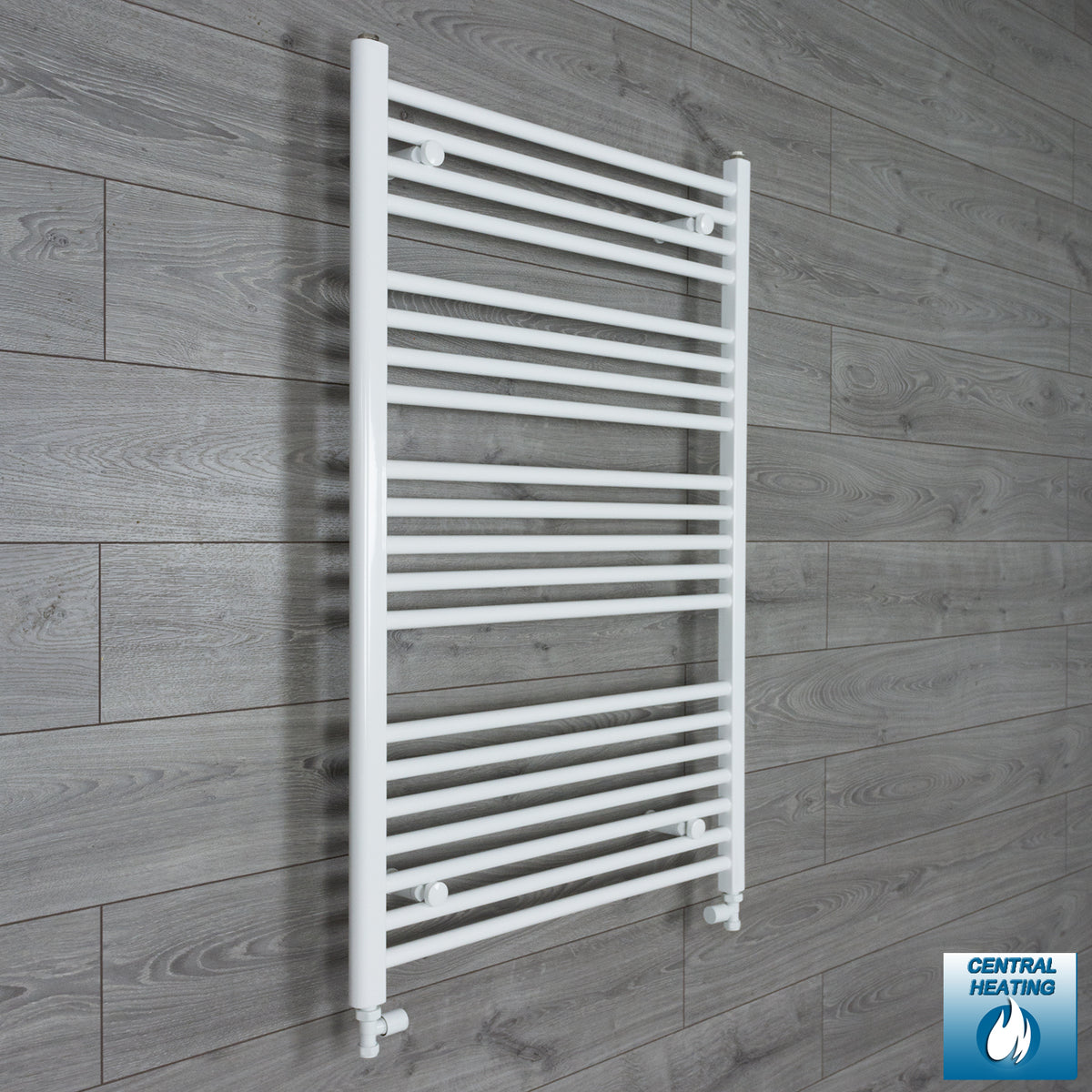 750mm Wide 1100mm High White Towel Rail Radiator With Straight Valve