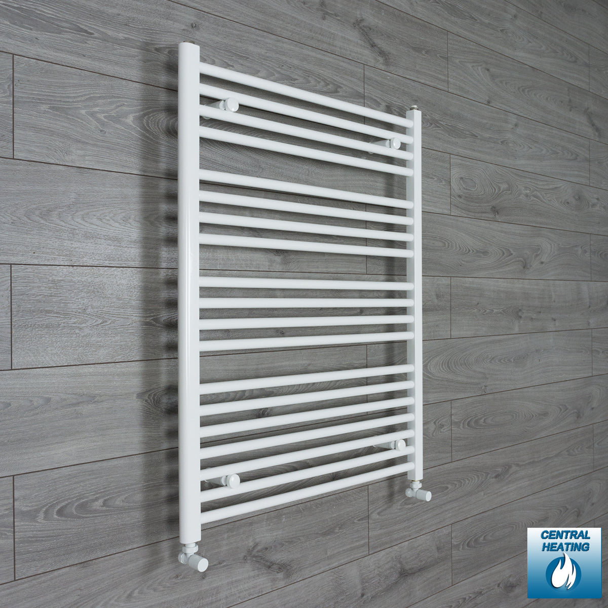 750mm Wide 1000mm High White Towel Rail Radiator With Angled Valve