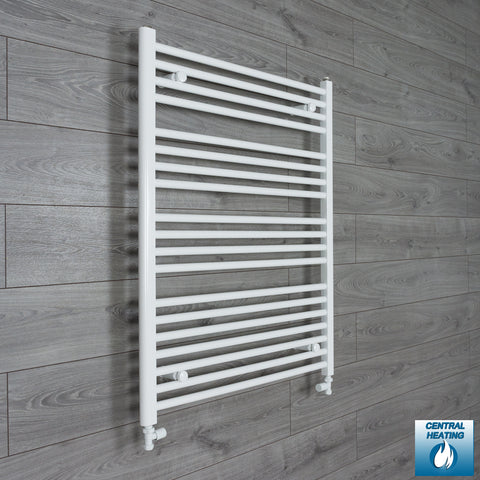 850mm Wide 1000mm High White Towel Rail Radiator With Straight Valve