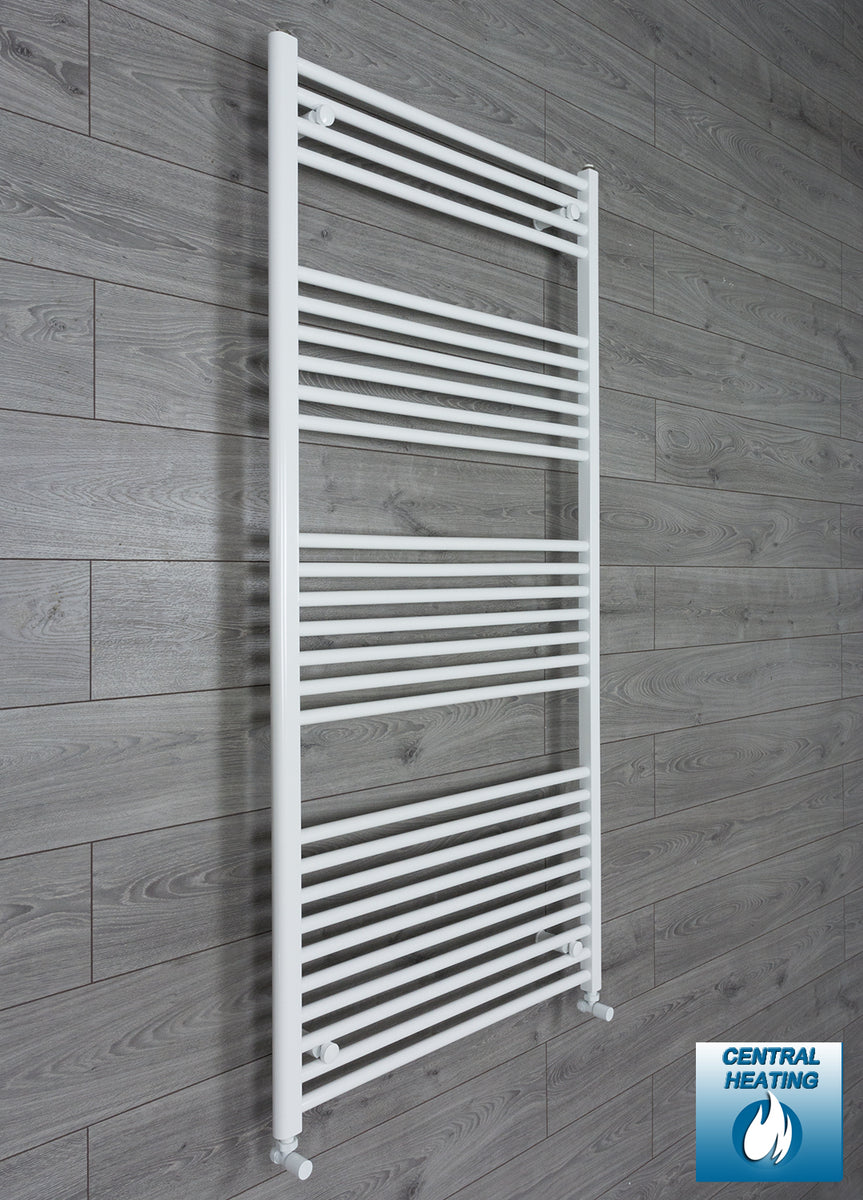 750mm Wide 1600mm High White Towel Rail Radiator With Angled Valve