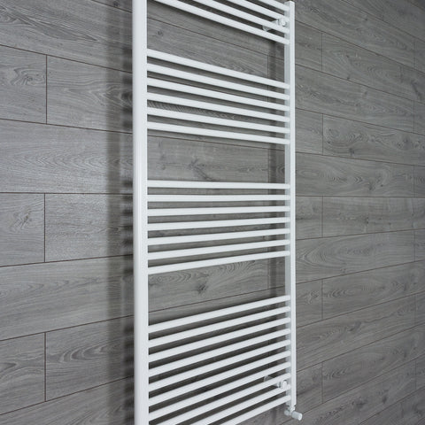 750mm Wide 1600mm High White Towel Rail Radiator With Angled Valve