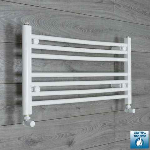 800mm Wide 400mm High White Towel Rail Radiator With Angled Valve