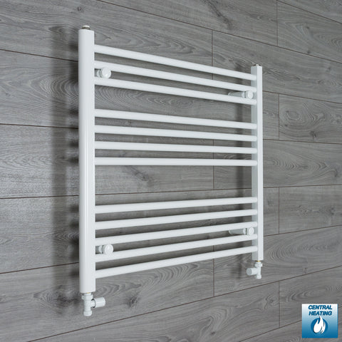 800mm Wide 700mm High White Towel Rail Radiator With Straight Valve