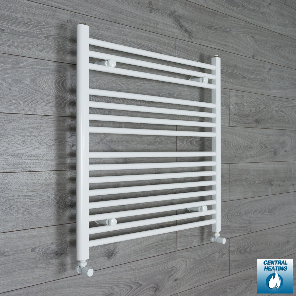 750mm Wide 800mm High White Towel Rail Radiator With Angled Valve