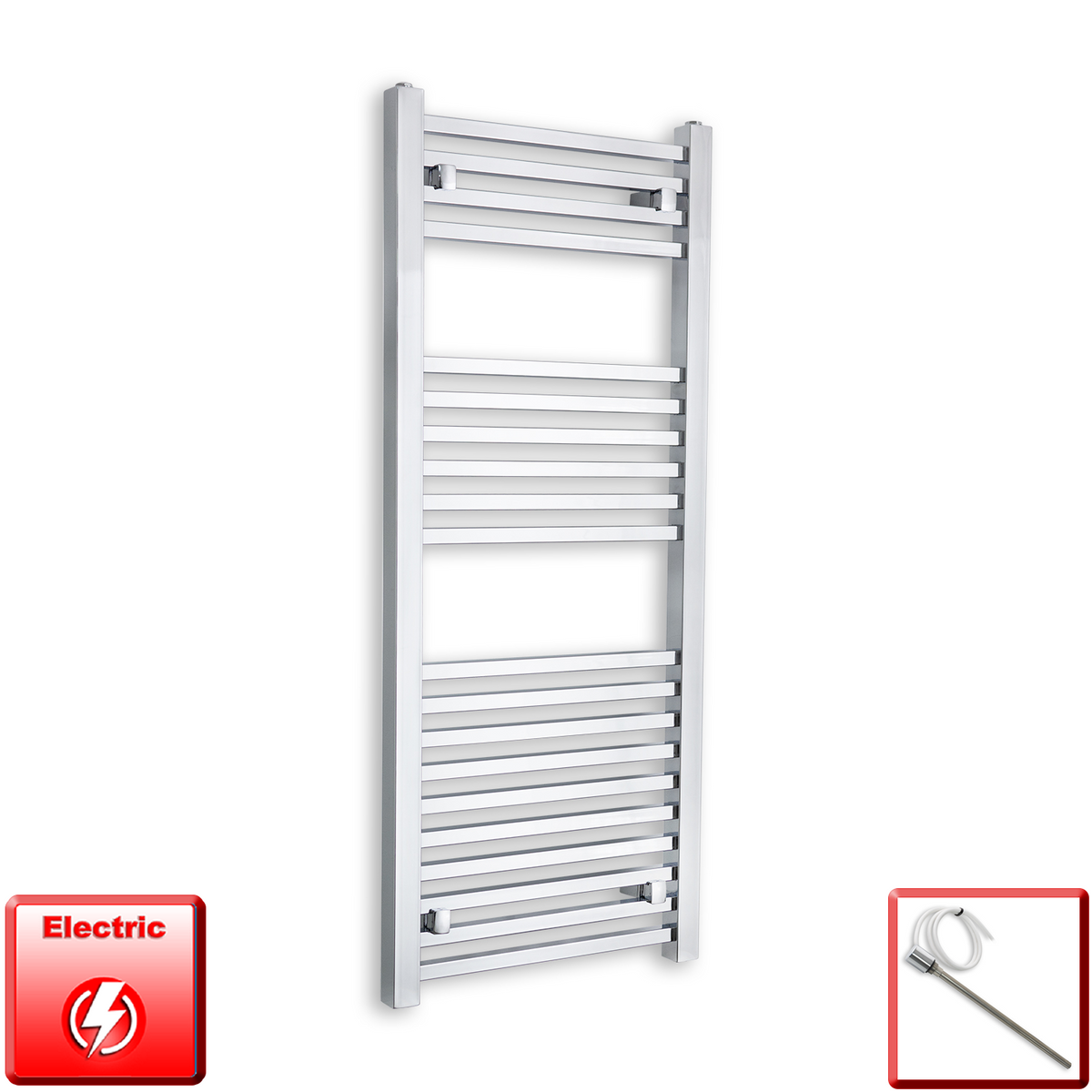 1200 x 500 Ladder Type Square Tube Flat Chrome Towel Radiator Central Heating or Electric 4