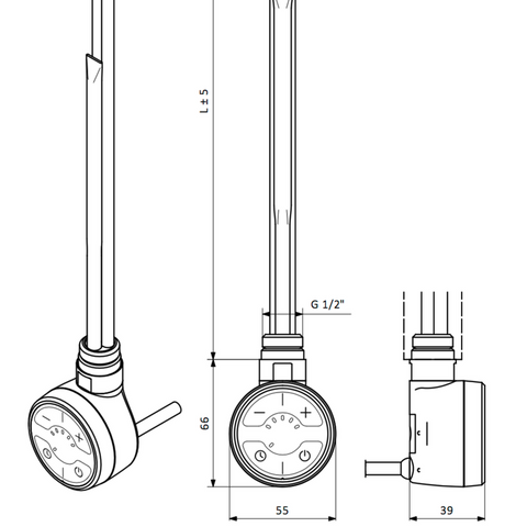 Dual Fuel Kit Chrome Thermostatic Heating Element diagram