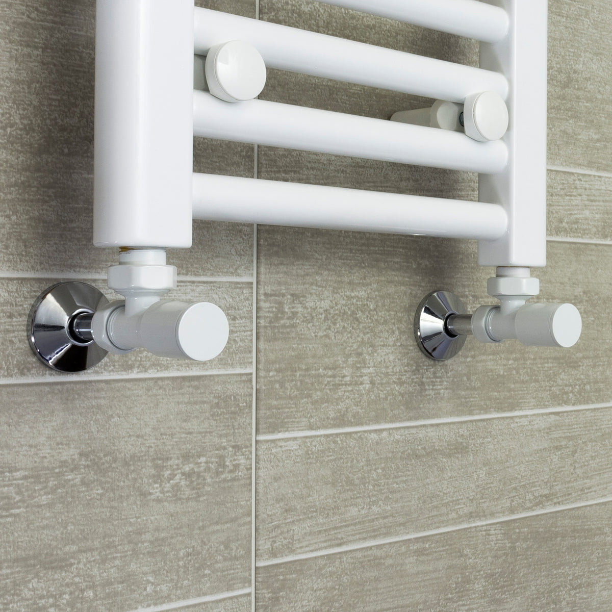 700mm Wide 1500mm High White Towel Rail Radiator With Angled Valve