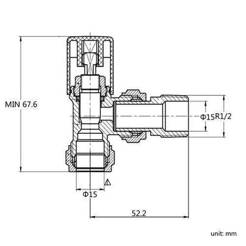 Anthracite Angled Towel Rail Valve - Pair of 2 Valves