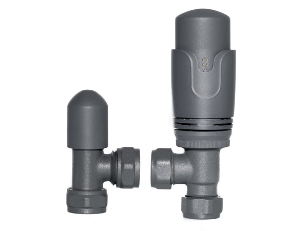Anthracite TRV Angled Valve For Heated Towel Rail With Lockshield