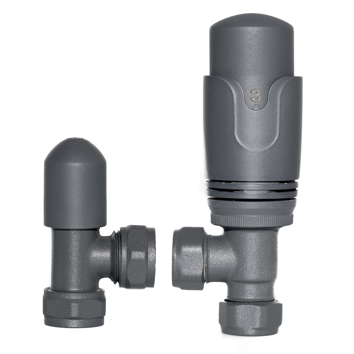 Anthracite TRV Angled Valve For Heated Towel Rail With Lockshield