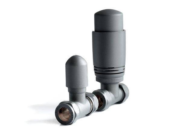 Anthracite TRV Straight Valve For Towel Rail With Lockshield