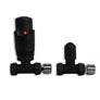 Black TRV Straight Valve For Towel Rail With Lockshield