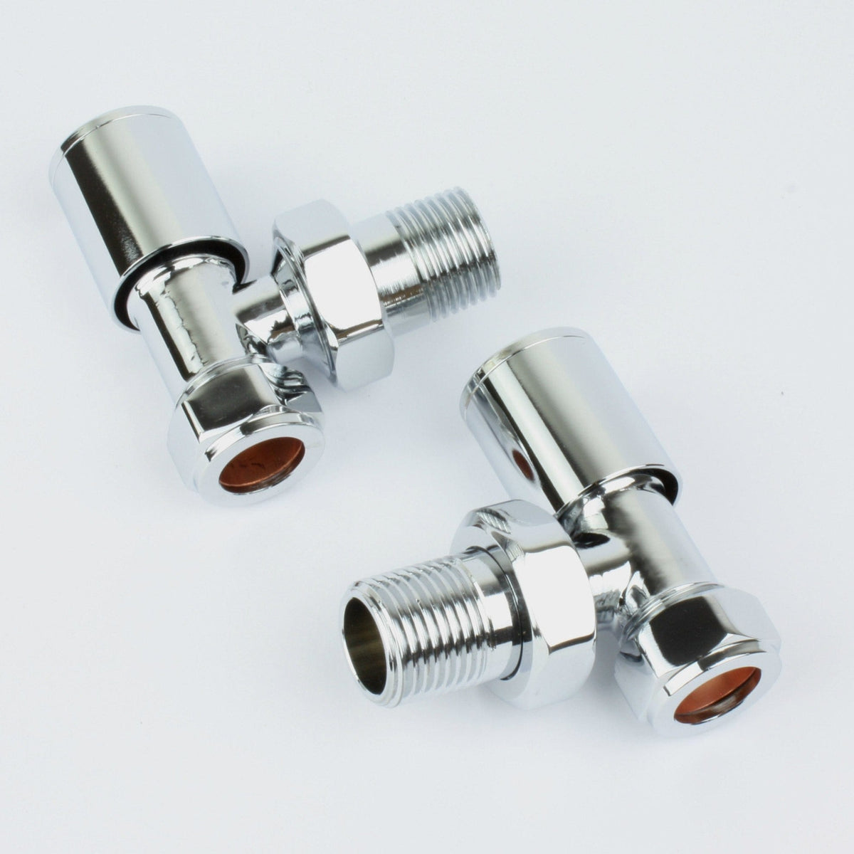 Chrome Plated Angled Valve Set - For Heated Towel Rail