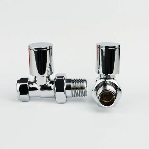 Chrome Plated Straight Valve (Pair) For Heated Towel Rail