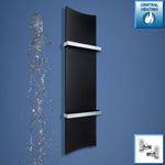 with Angled Valves Designer Bone Style 1200 mm High x 300 mm Wide Heated Towel Rail Radiator Black