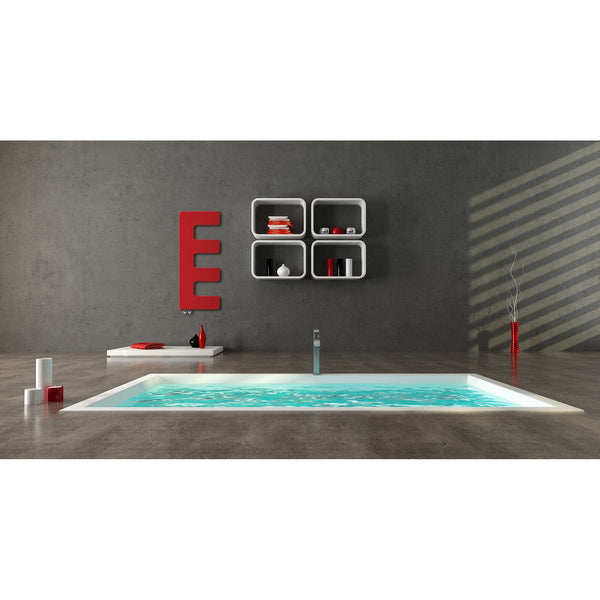Designer E-Type Style 866 mm High x 360 mm Wide Heated Towel Rail Radiator Red