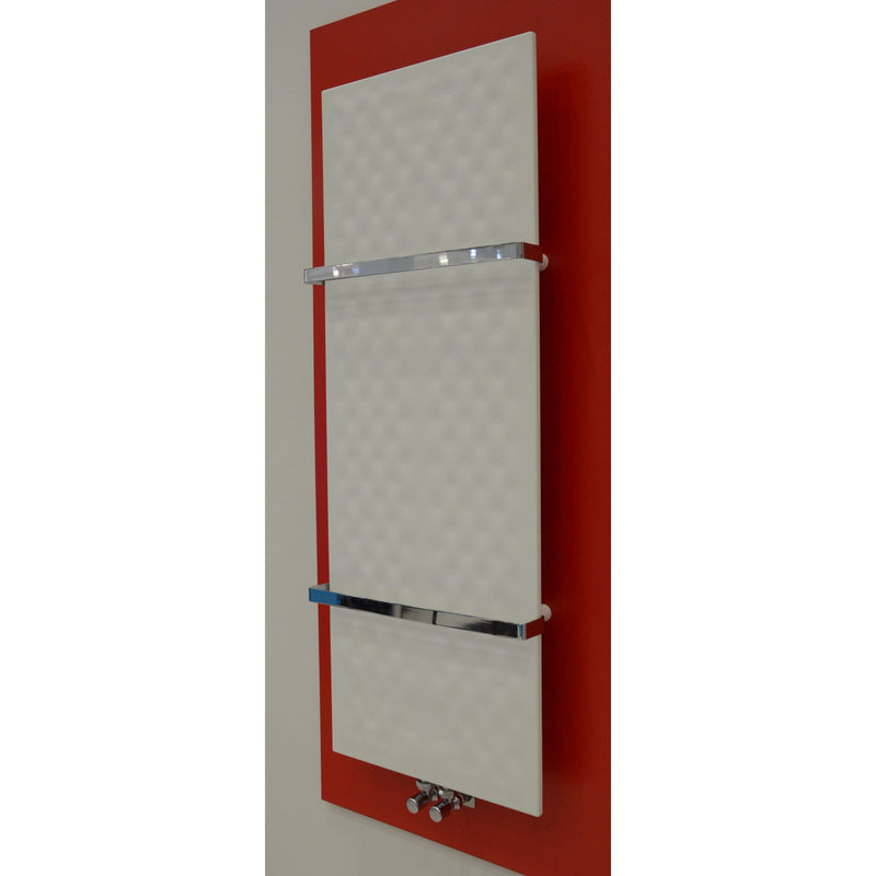 White Heated Towel Rail Dimensions - 400mm Pipe Centre, 450mm Overall Width