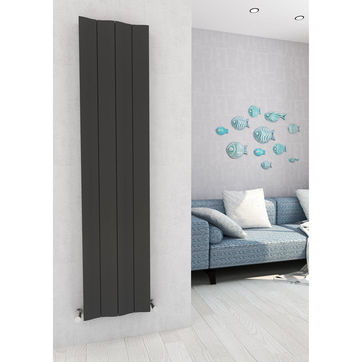 Faro Vertical Aluminium Radiator Heater - White & Anthracite