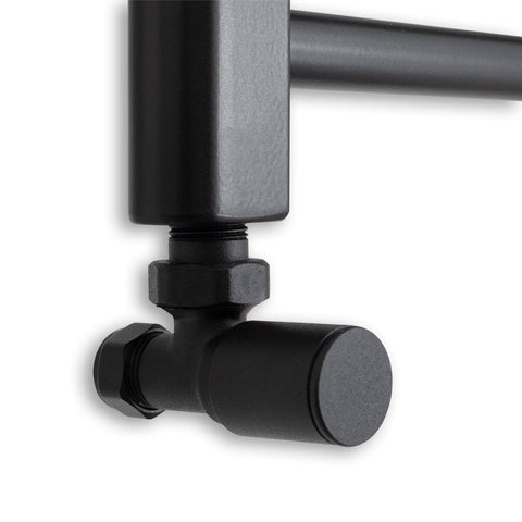 Matt Black Angled Towel Rail Radiator Valves (Pair of 2 Valves)