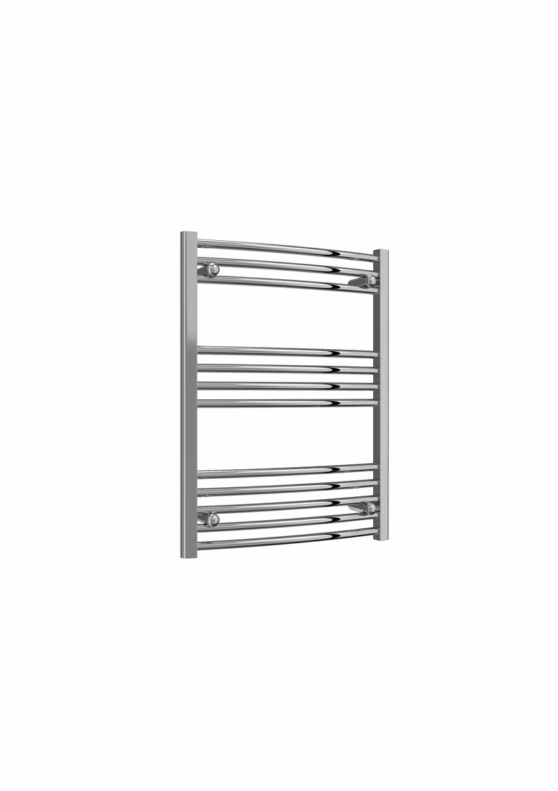 Curved / 800 x 600 mm Reina Capo Chrome Flat & Curved Towel Rail Radiator