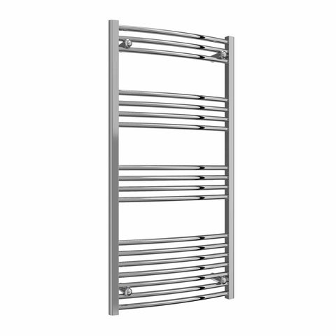 Curved / 1200 x 600 mm Reina Capo Chrome Flat & Curved Towel Rail Radiator