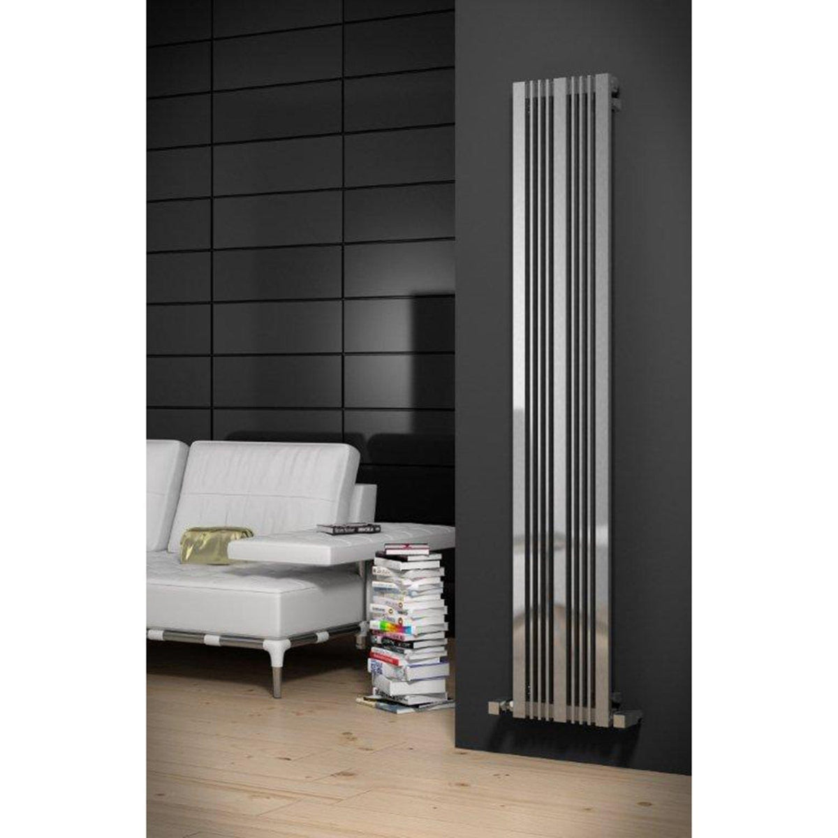 Reina Designer Karia Vertical Heated Towel Rail Stainless Steel Radiator