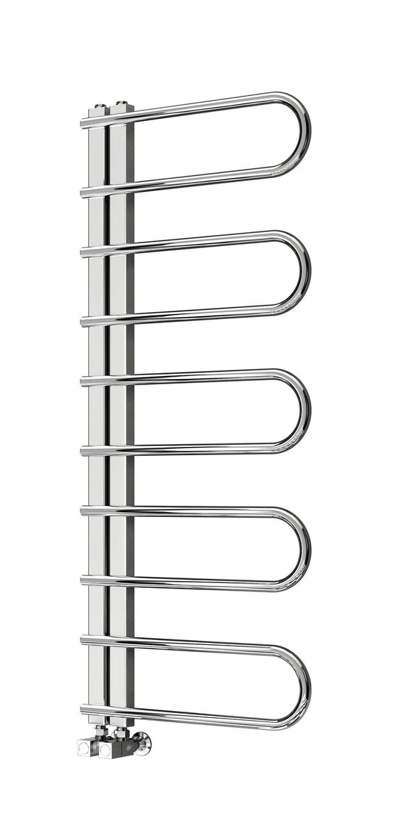 Reina Designer Oglio Vertical Polished Heated Towel Rail Stainless Steel Radiator