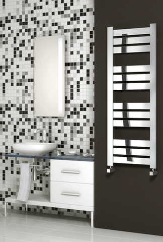 Reina Designer Riva Vertical Chrome Towel Rail Steel Radiator