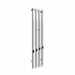 Chrome / 1200 x 260mm Reina Designer Todi Vertical Towel Rail Mild Steel Radiator