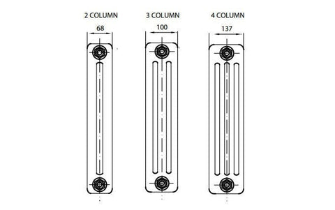 Reina Designer White Colona Traditional Column Horizontal Radiator