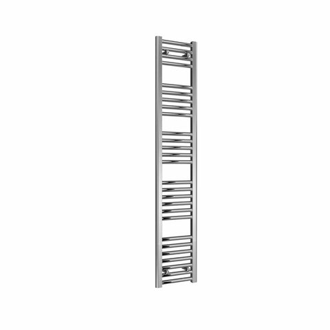 Flat / Straight / 1600 x 300 mm Reina Diva Designer Chrome Heated Towel Radiator 25mm Tubes