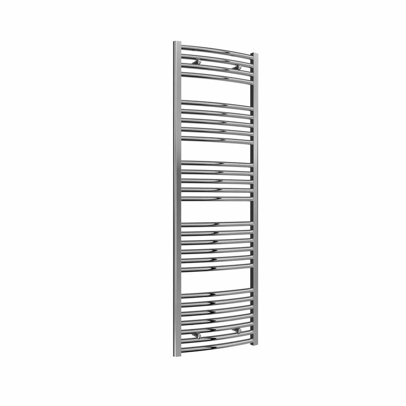 Curved / 1600 x 500 mm Reina Diva Designer Chrome Heated Towel Radiator 25mm Tubes