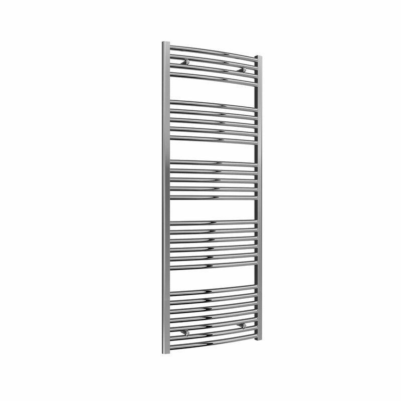 Curved / 1600 x 600 mm Reina Diva Designer Chrome Heated Towel Radiator 25mm Tubes