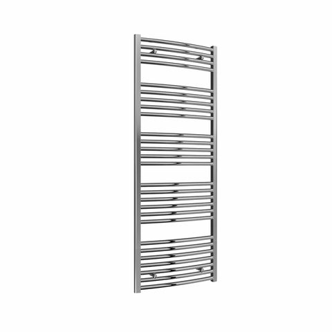 Curved / 1600 x 600 mm Reina Diva Designer Chrome Heated Towel Radiator 25mm Tubes