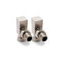 Reina Loge Square Angled Brushed Towel Rail Valve (Pair)