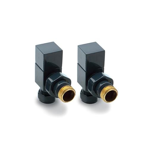 Reina Loge Square Angled Valve Anthracite For Towel Rail Pair