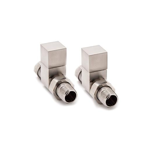 Reina Loge Square Straight Brushed For Towel Rail Valve Pair