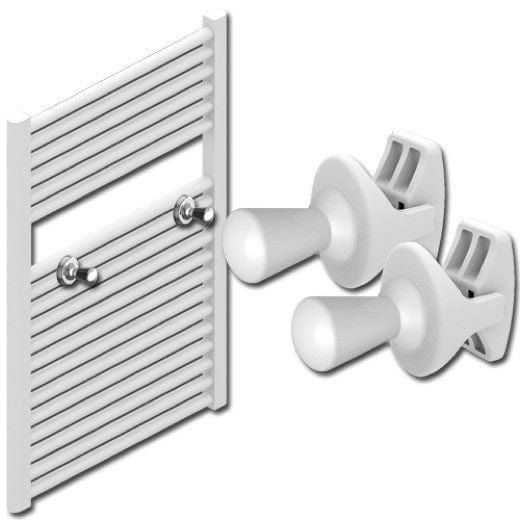 White / Pair Slim Chrome Towel Rail Peg White