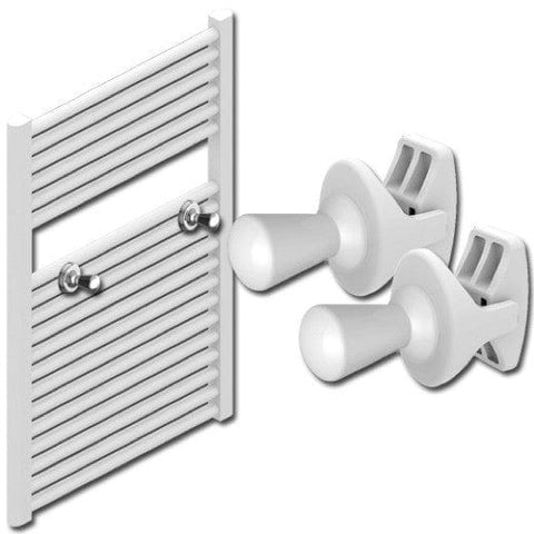 White / Pair Slim Chrome Towel Rail Peg White