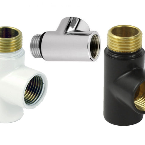 T-Piece Dual Fuel Adaptor White, Black or Chrome